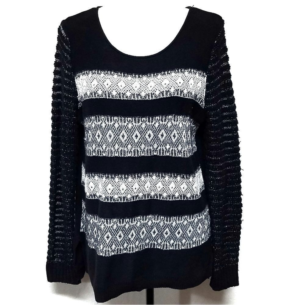 PRINCESS Vera Wang Black Metallic Lace Sweater
